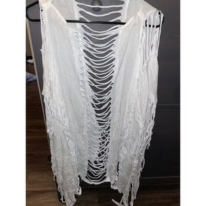 White cotton swim cover up OS